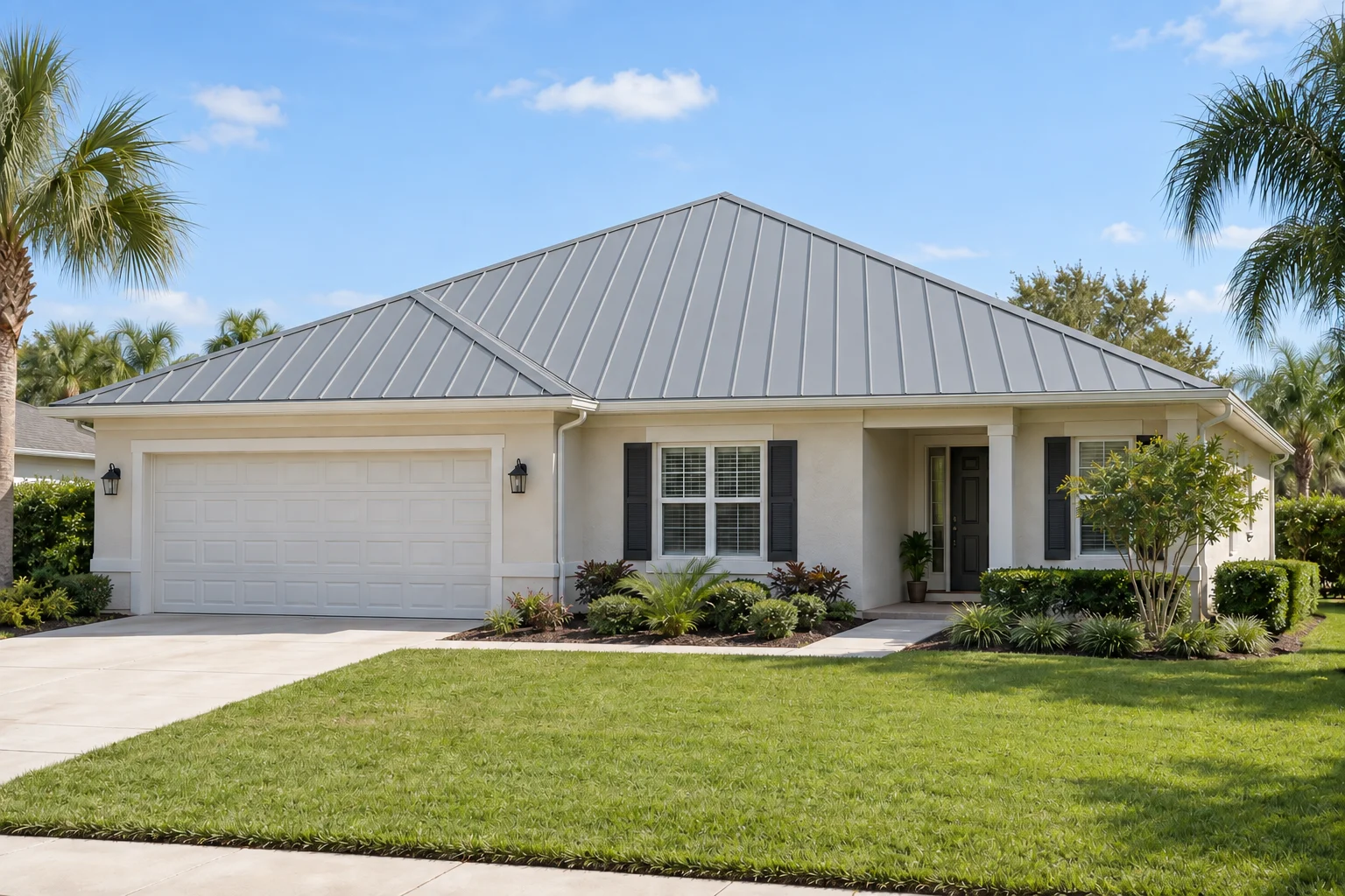 Illustrative Florida home with Natural silver roofing